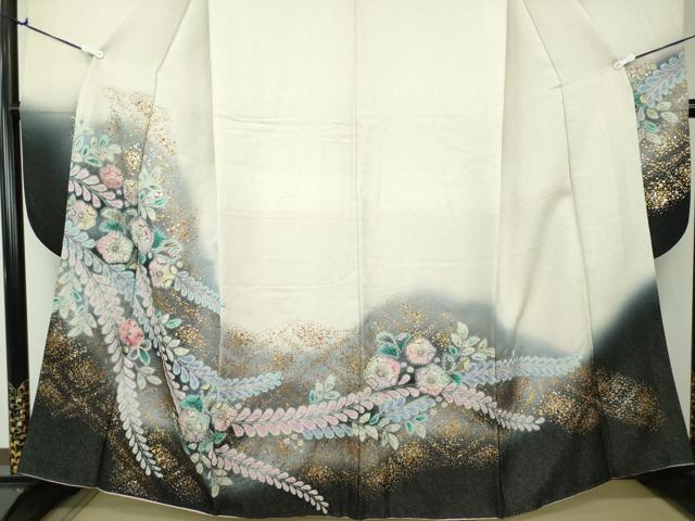 平和屋着物●豪華振袖 絞り 辻が花 暈し染め 金銀彩 銀通し地 正絹 逸品 DAAV6523ps