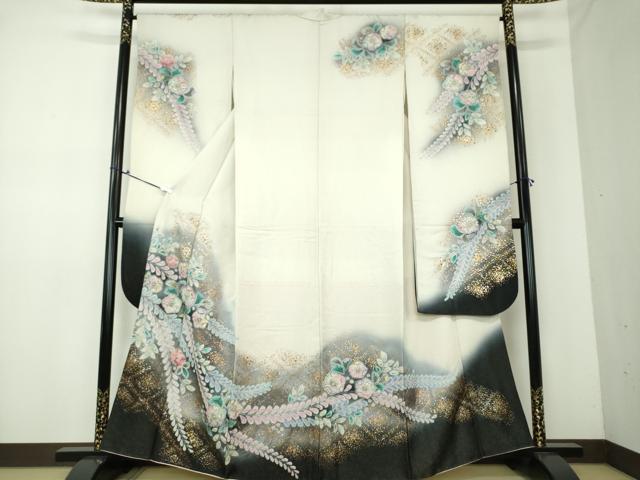平和屋着物●豪華振袖 絞り 辻が花 暈し染め 金銀彩 銀通し地 正絹 逸品 DAAV6523ps