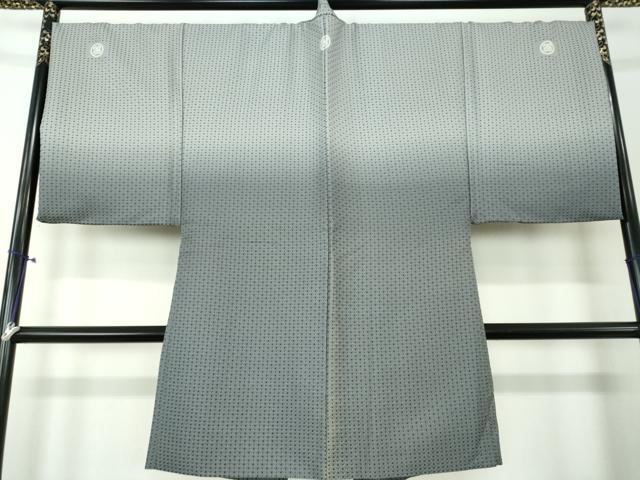 平和屋着物●男性　色紋付　お召地　羽織セット　キングサイズ　長羽織　菱文　錫色　正絹　逸品　DAAV6526ps