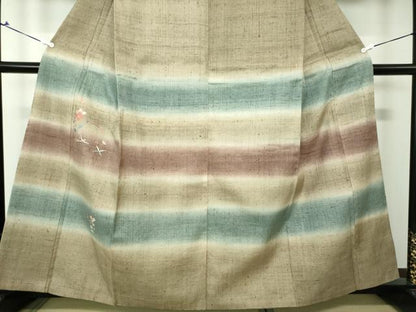 平和屋着物●生紬 訪問着 総刺繍 花鳥文 金糸 正絹 逸品 DAAV6545ps