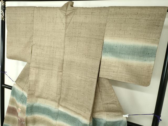 平和屋着物●生紬 訪問着 総刺繍 花鳥文 金糸 正絹 逸品 DAAV6545ps
