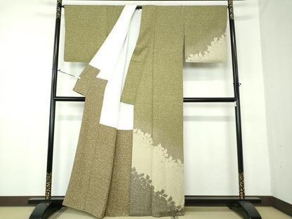 平和屋着物●喜多野良造　訪問着　草葉シルエット　たたき染め　正絹　逸品　DAAV6561ps