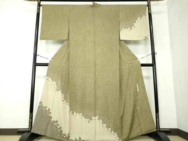 平和屋着物●喜多野良造　訪問着　草葉シルエット　たたき染め　正絹　逸品　DAAV6561ps