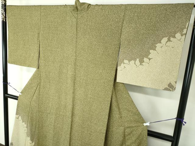 平和屋着物●喜多野良造　訪問着　草葉シルエット　たたき染め　正絹　逸品　DAAV6561ps