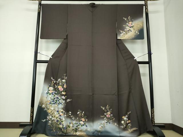 平和屋着物●訪問着　刺繍　枝花文　暈し染め　金彩　さが美扱い　正絹　逸品　DAAV6571ps