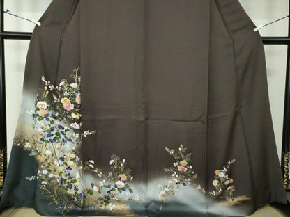 平和屋着物●訪問着　刺繍　枝花文　暈し染め　金彩　さが美扱い　正絹　逸品　DAAV6571ps
