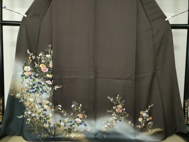 平和屋着物●訪問着　刺繍　枝花文　暈し染め　金彩　さが美扱い　正絹　逸品　DAAV6571ps