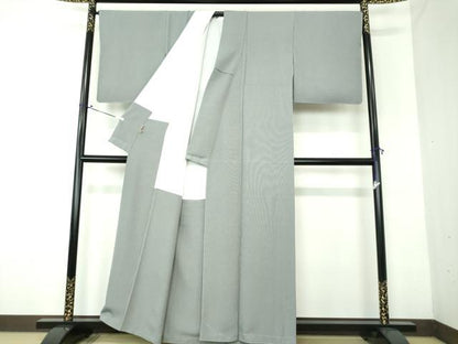 平和屋着物●江戸小紋　万筋　鉄御納戸色×灰色　ますいわ屋扱い　正絹　逸品　未使用　DAAV6579ps