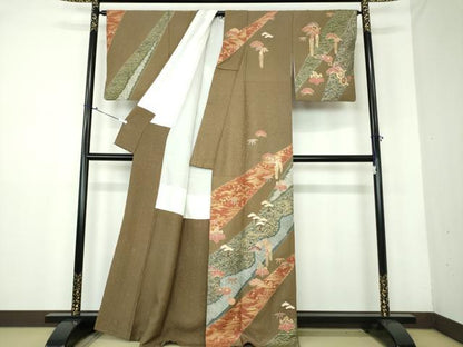 平和屋着物●訪問着 絞り 刺繍 吉祥花文 金彩 正絹 逸品 DAAV6605ps