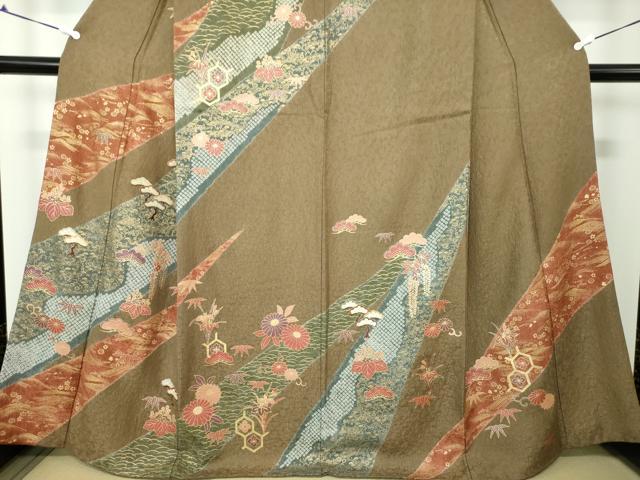 平和屋着物●訪問着 絞り 刺繍 吉祥花文 金彩 正絹 逸品 DAAV6605ps