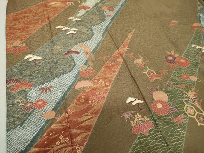 平和屋着物●訪問着 絞り 刺繍 吉祥花文 金彩 正絹 逸品 DAAV6605ps