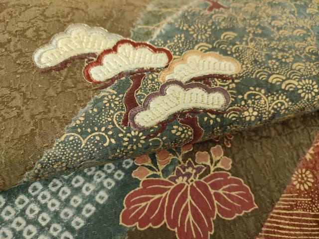 平和屋着物●訪問着 絞り 刺繍 吉祥花文 金彩 正絹 逸品 DAAV6605ps