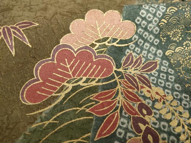 平和屋着物●訪問着 絞り 刺繍 吉祥花文 金彩 正絹 逸品 DAAV6605ps