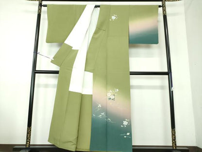 平和屋着物●池坊保子 訪問着 友禅 草花文 暈し染め 正絹 逸品 DAAV6614ps