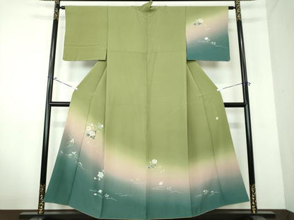 平和屋着物●池坊保子 訪問着 友禅 草花文 暈し染め 正絹 逸品 DAAV6614ps