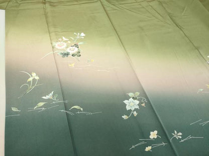 平和屋着物●池坊保子 訪問着 友禅 草花文 暈し染め 正絹 逸品 DAAV6614ps