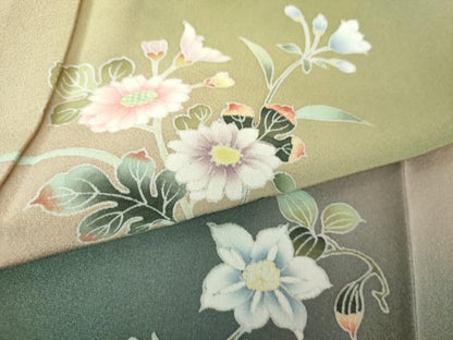 平和屋着物●池坊保子 訪問着 友禅 草花文 暈し染め 正絹 逸品 DAAV6614ps