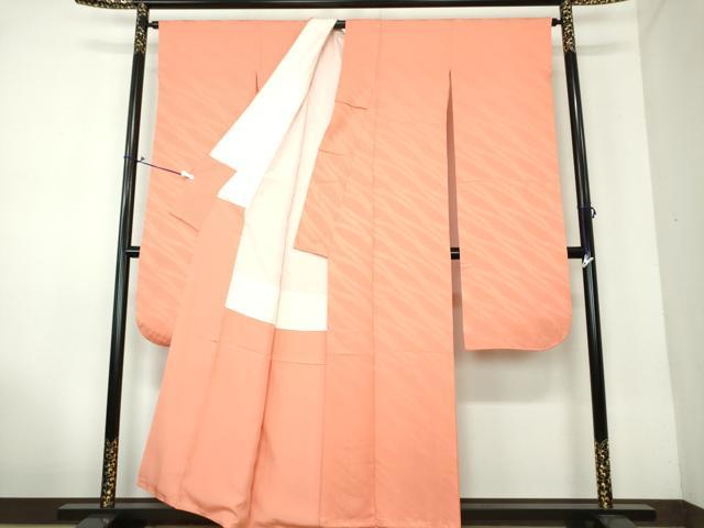 平和屋着物●豪華振袖 霞地紋 色無地 珊瑚朱色 正絹 逸品 DAAV6615ps