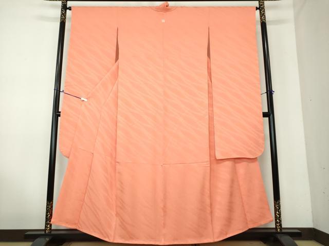 平和屋着物●豪華振袖 霞地紋 色無地 珊瑚朱色 正絹 逸品 DAAV6615ps