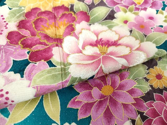 平和屋着物●豪華振袖　刺繍　枝垂れ桜　花丸文　暈し染め　金彩　銀通し地　正絹　逸品　DAAV6618ps