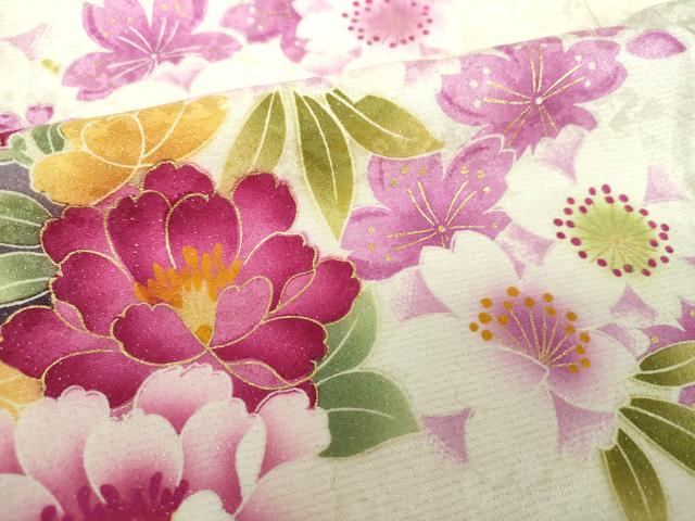 平和屋着物●豪華振袖　刺繍　枝垂れ桜　花丸文　暈し染め　金彩　銀通し地　正絹　逸品　DAAV6618ps