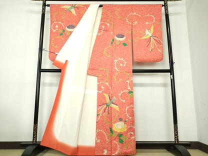 平和屋着物●訪問着 鳳凰牡丹文 金銀彩 正絹 逸品 DAAV6619ps