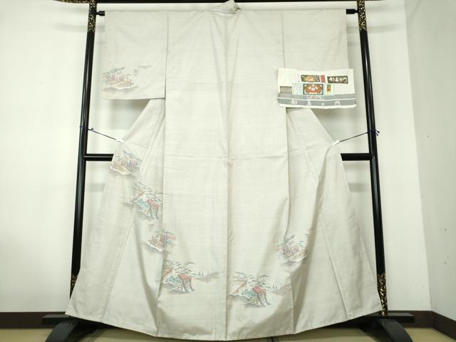 平和屋着物●都喜ヱ門　本場大島紬　訪問着　白大島　9マルキ　総絣　宮家の人々　藤絹織物謹製　証紙付　正絹　逸品　未使用　DAAV6623ps