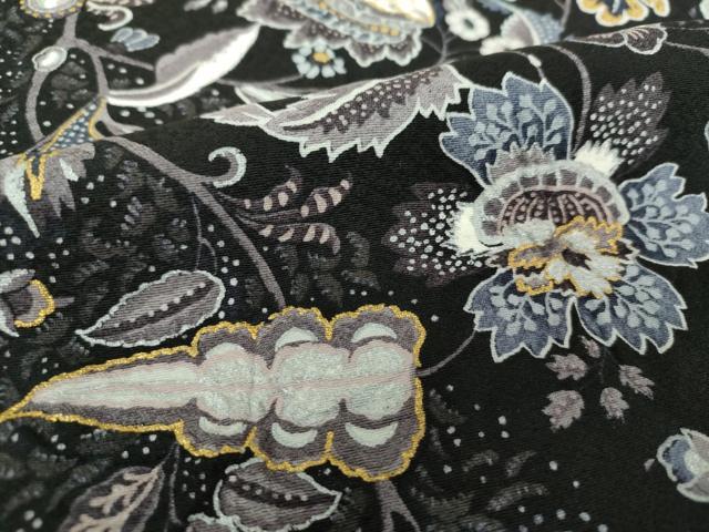 平和屋着物●訪問着　絞り　更紗花文　墨流し文様　金銀彩　正絹　逸品　DABE5348ps