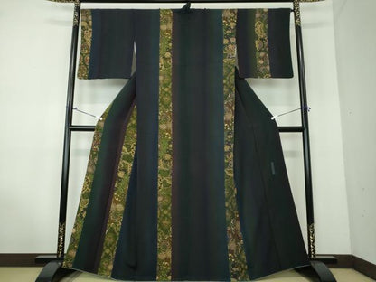 平和屋着物●前田仁仙　仁仙更紗　訪問着　更紗花間道　金彩　正絹　逸品　DAAV6641ps