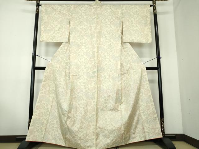 平和屋着物●本場大島紬 白大島 草花文 正絹 逸品 DAAV6656ps