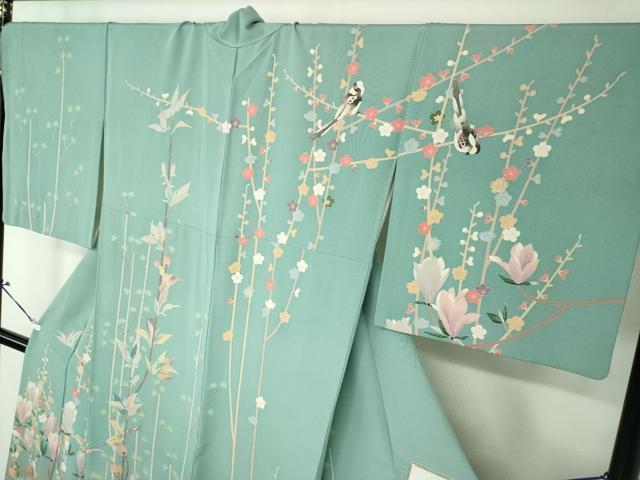 平和屋着物●本加賀友禅作家　宮野勇造　訪問着　休み鳥　枝花文　木蓮　色紙付き　正絹　逸品　DAAV6671ps