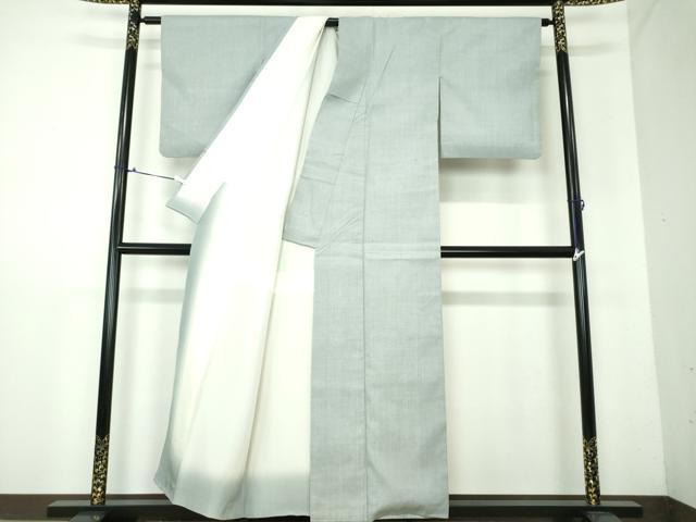 平和屋着物●本場結城紬　重要無形文化財　色無地　藍鼠色　証紙付き　正絹　逸品　DAAV6683ps