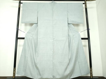 平和屋着物●本場結城紬　重要無形文化財　色無地　藍鼠色　証紙付き　正絹　逸品　DAAV6683ps