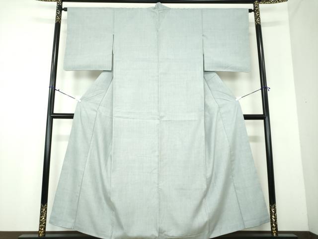 平和屋着物●本場結城紬　重要無形文化財　色無地　藍鼠色　証紙付き　正絹　逸品　DAAV6683ps