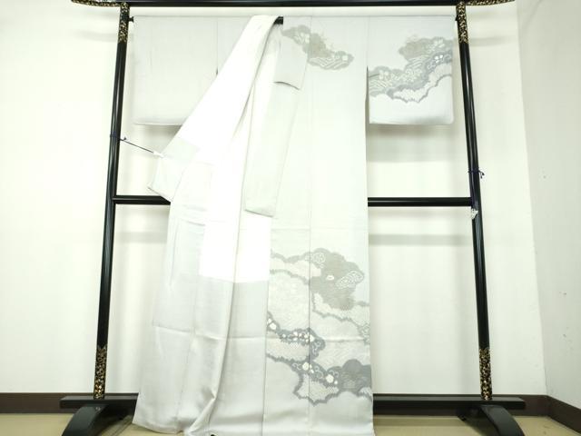 平和屋着物●中国三大刺繍　相良刺繍　訪問着　絞り　雲取り花文　金彩　正絹　逸品　DAAV6706ps