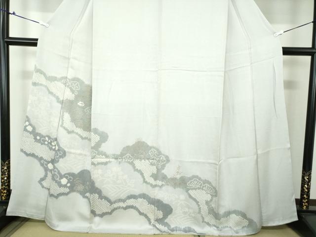 平和屋着物●中国三大刺繍　相良刺繍　訪問着　絞り　雲取り花文　金彩　正絹　逸品　DAAV6706ps