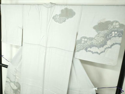 平和屋着物●中国三大刺繍　相良刺繍　訪問着　絞り　雲取り花文　金彩　正絹　逸品　DAAV6706ps