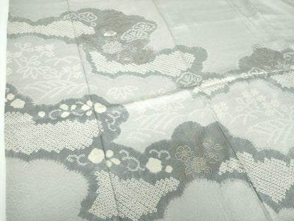 平和屋着物●中国三大刺繍　相良刺繍　訪問着　絞り　雲取り花文　金彩　正絹　逸品　DAAV6706ps