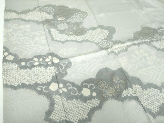 平和屋着物●中国三大刺繍　相良刺繍　訪問着　絞り　雲取り花文　金彩　正絹　逸品　DAAV6706ps