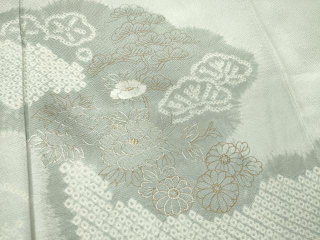 平和屋着物●中国三大刺繍　相良刺繍　訪問着　絞り　雲取り花文　金彩　正絹　逸品　DAAV6706ps