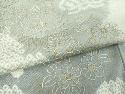 平和屋着物●中国三大刺繍　相良刺繍　訪問着　絞り　雲取り花文　金彩　正絹　逸品　DAAV6706ps
