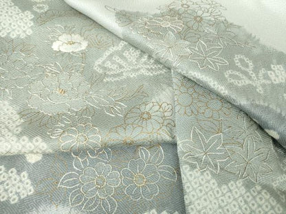 平和屋着物●中国三大刺繍　相良刺繍　訪問着　絞り　雲取り花文　金彩　正絹　逸品　DAAV6706ps