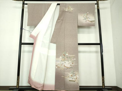 平和屋着物●訪問着 駒刺繍 吉祥花松文 暈し染め 金彩 正絹 逸品 DAAV6710ps