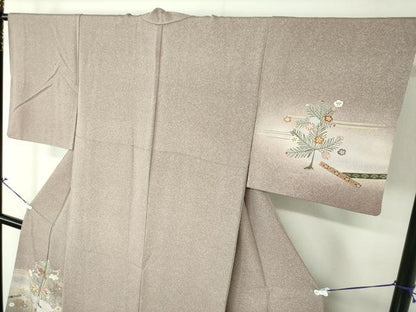 平和屋着物●訪問着 駒刺繍 吉祥花松文 暈し染め 金彩 正絹 逸品 DAAV6710ps