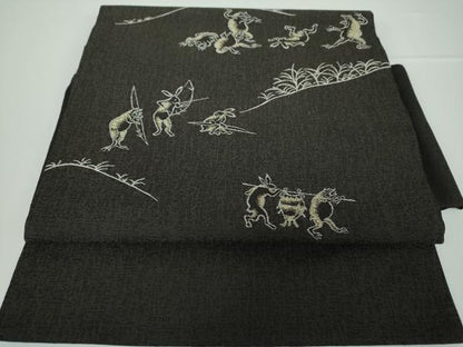 平和屋着物●つけ帯　鳥獣戯画　正絹　逸品　未使用　DAAV6721ps