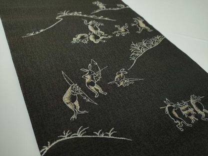 平和屋着物●つけ帯　鳥獣戯画　正絹　逸品　未使用　DAAV6721ps