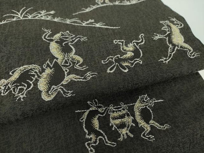 平和屋着物●つけ帯　鳥獣戯画　正絹　逸品　未使用　DAAV6721ps