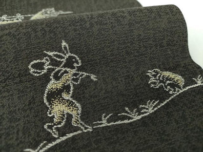 平和屋着物●つけ帯　鳥獣戯画　正絹　逸品　未使用　DAAV6721ps