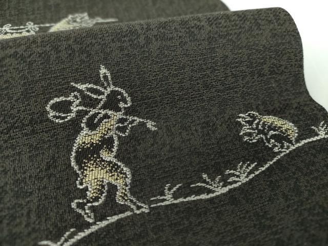 平和屋着物●つけ帯　鳥獣戯画　正絹　逸品　未使用　DAAV6721ps