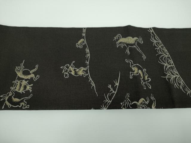 平和屋着物●つけ帯　鳥獣戯画　正絹　逸品　未使用　DAAV6721ps
